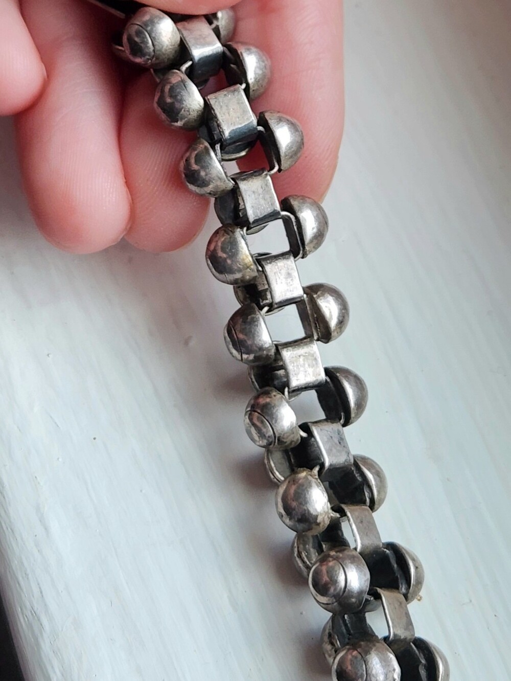 TAXCO STERLING SILVER CAVIAR TONGUE CLASP BRACELET 8 1/2" - Picture 7 of 12